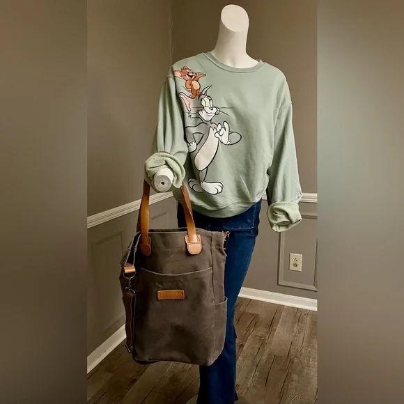 👜 Pragma Style Canvas Tote Crossbody Bag – taupe - Picture 2 of 7